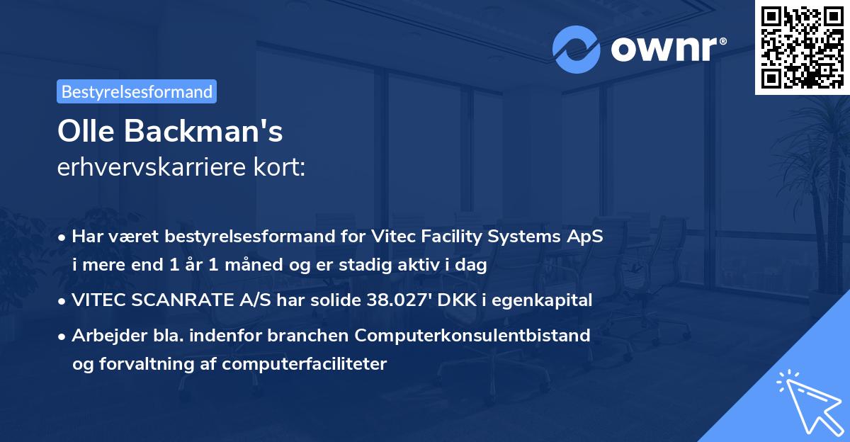 Olle Backman's erhvervskarriere kort