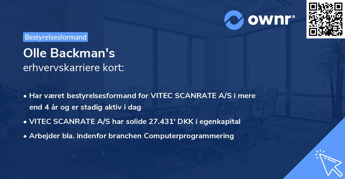 Olle Backman's erhvervskarriere kort
