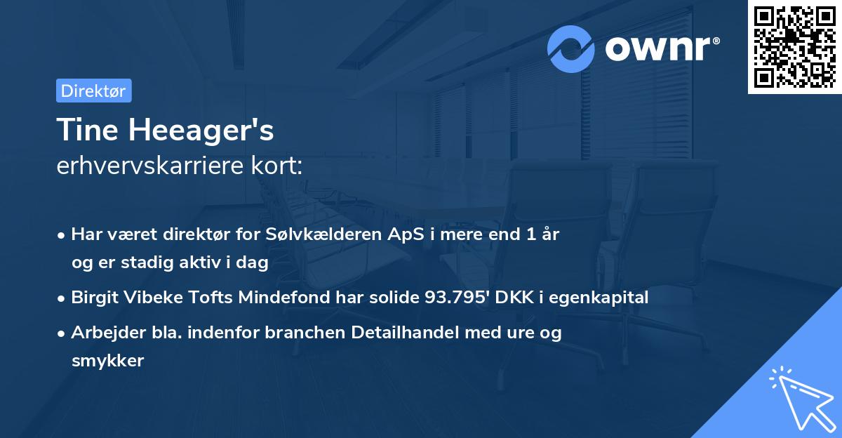 Tine Heeager's erhvervskarriere kort