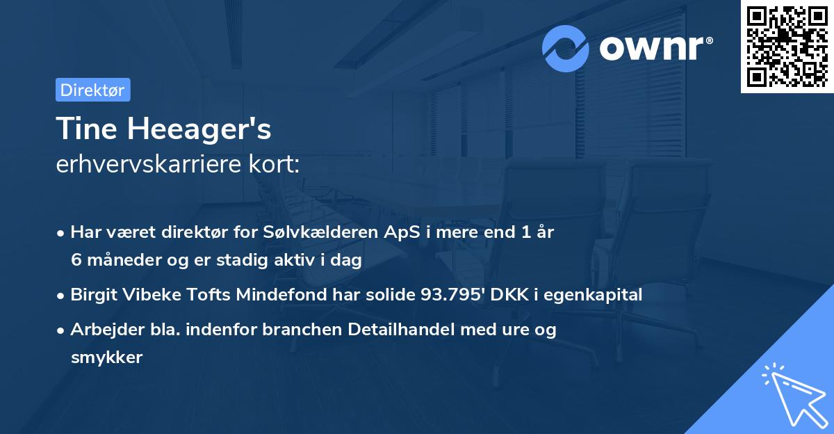 Tine Heeager's erhvervskarriere kort