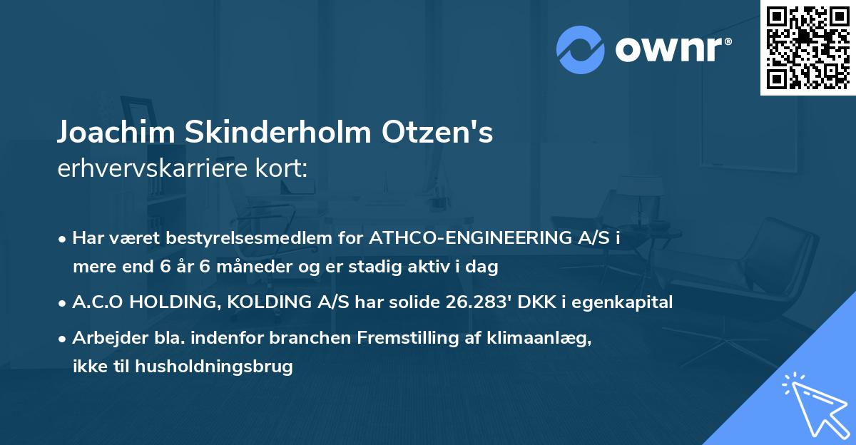 Joachim Skinderholm Otzen's erhvervskarriere kort