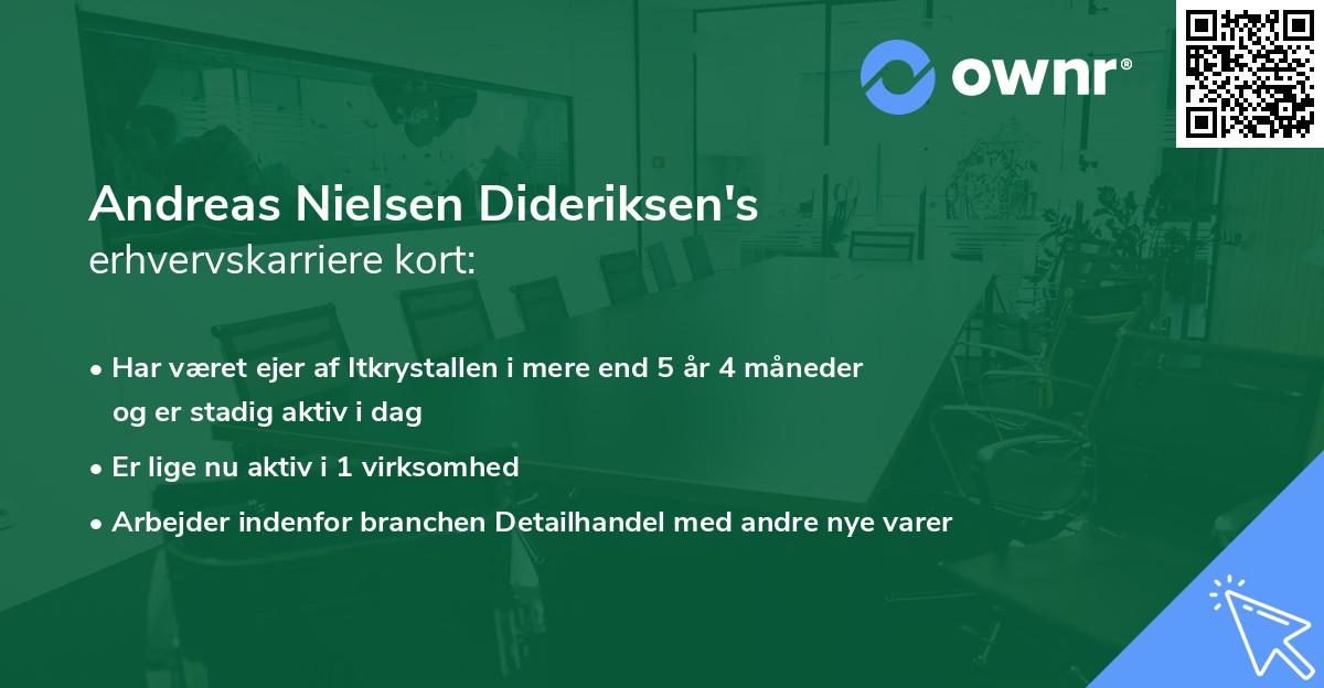Andreas Nielsen Dideriksen's erhvervskarriere kort
