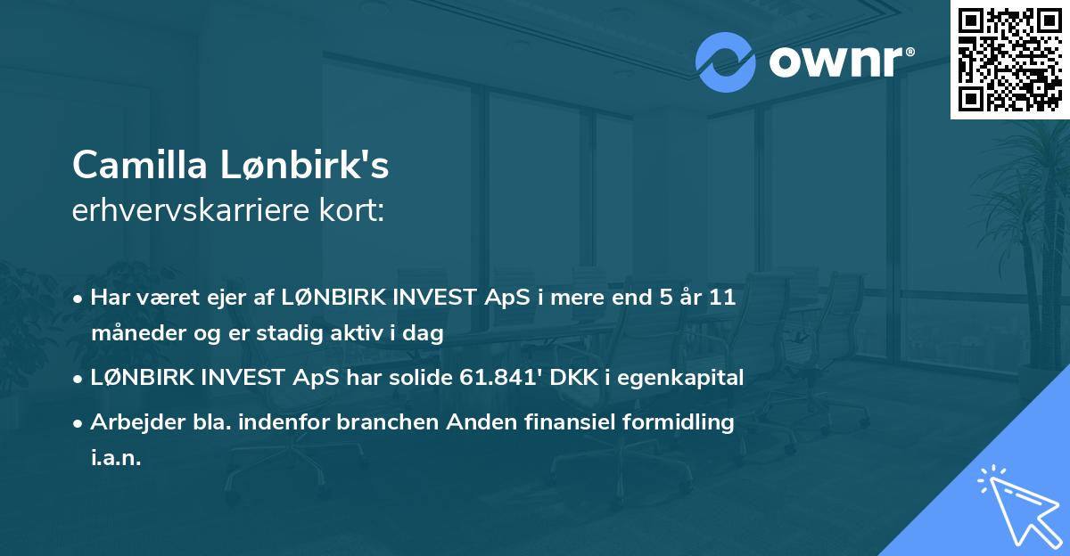 Camilla Lønbirk's erhvervskarriere kort