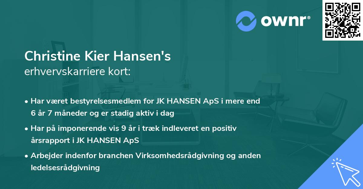 Christine Kier Hansen's erhvervskarriere kort