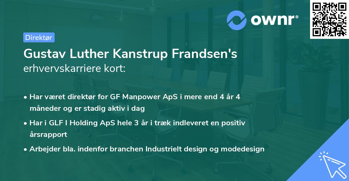 Gustav Luther Kanstrup Frandsen's erhvervskarriere kort