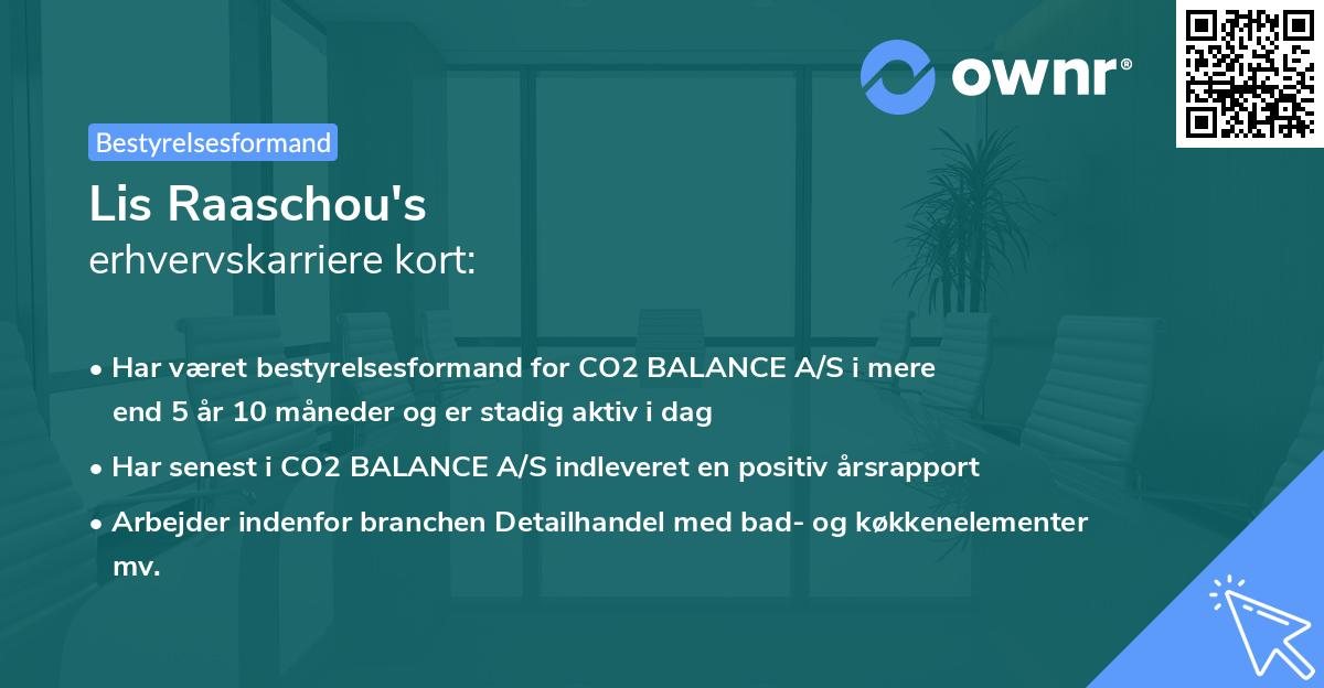 Lis Raaschou's erhvervskarriere kort