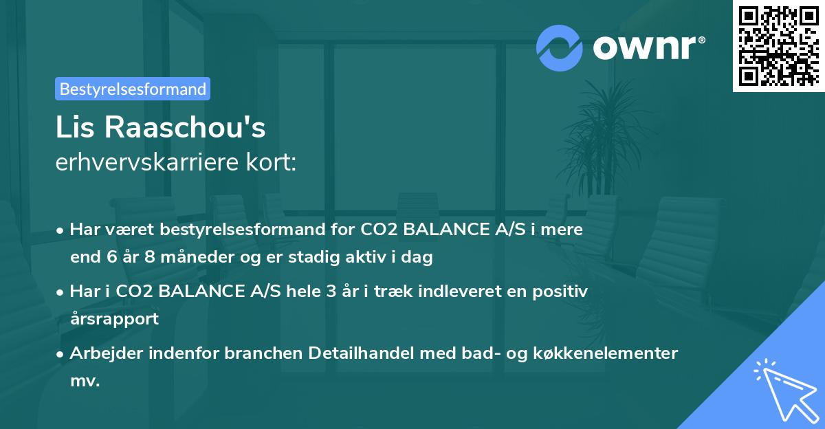 Lis Raaschou's erhvervskarriere kort