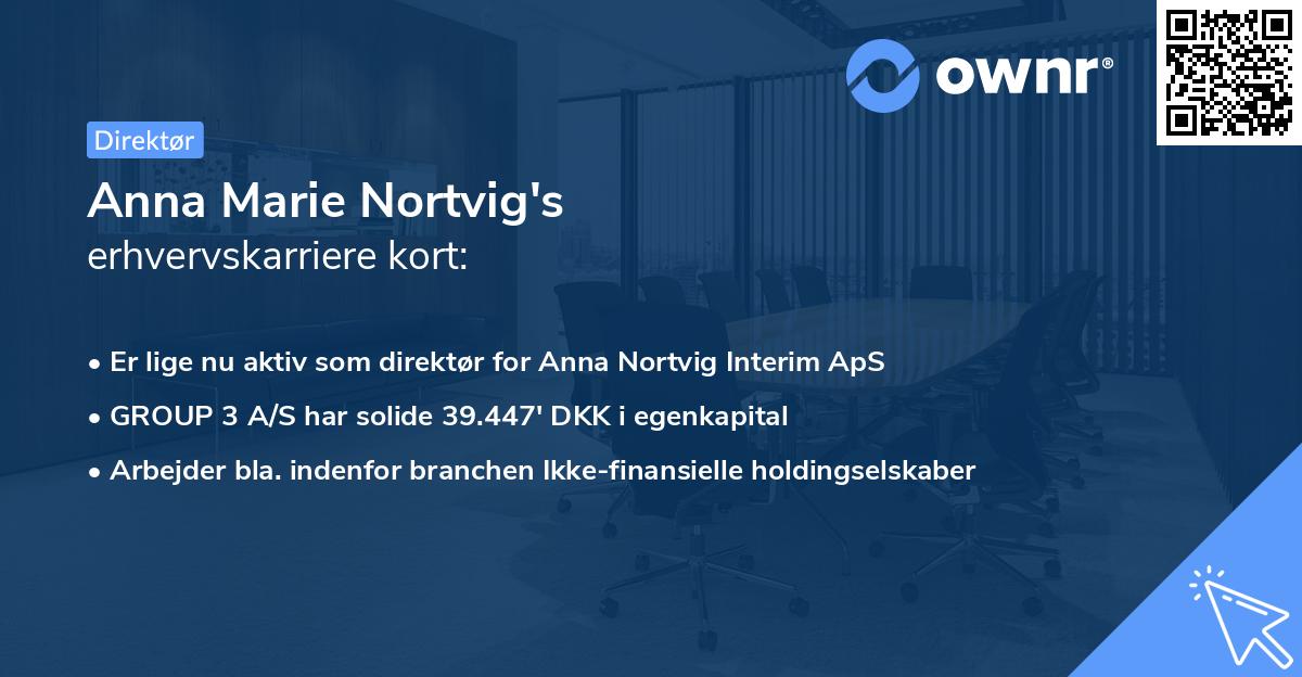 Anna Marie Nortvig's erhvervskarriere kort
