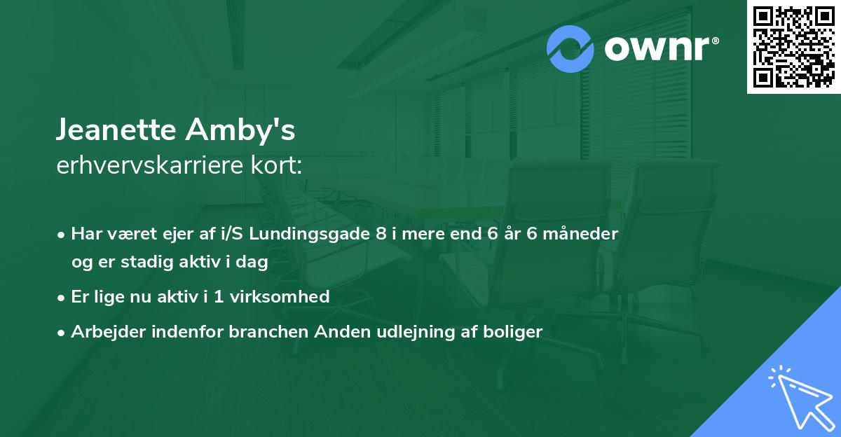 Jeanette Amby's erhvervskarriere kort