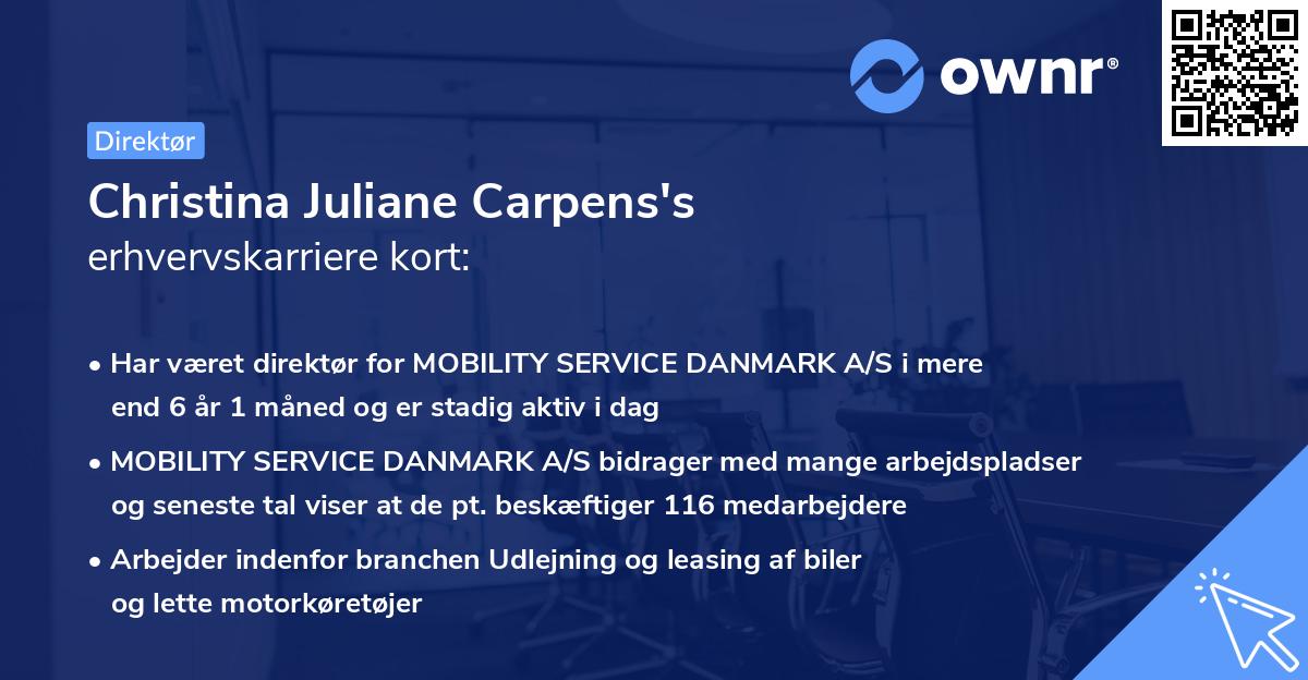 Christina Juliane Carpens's erhvervskarriere kort