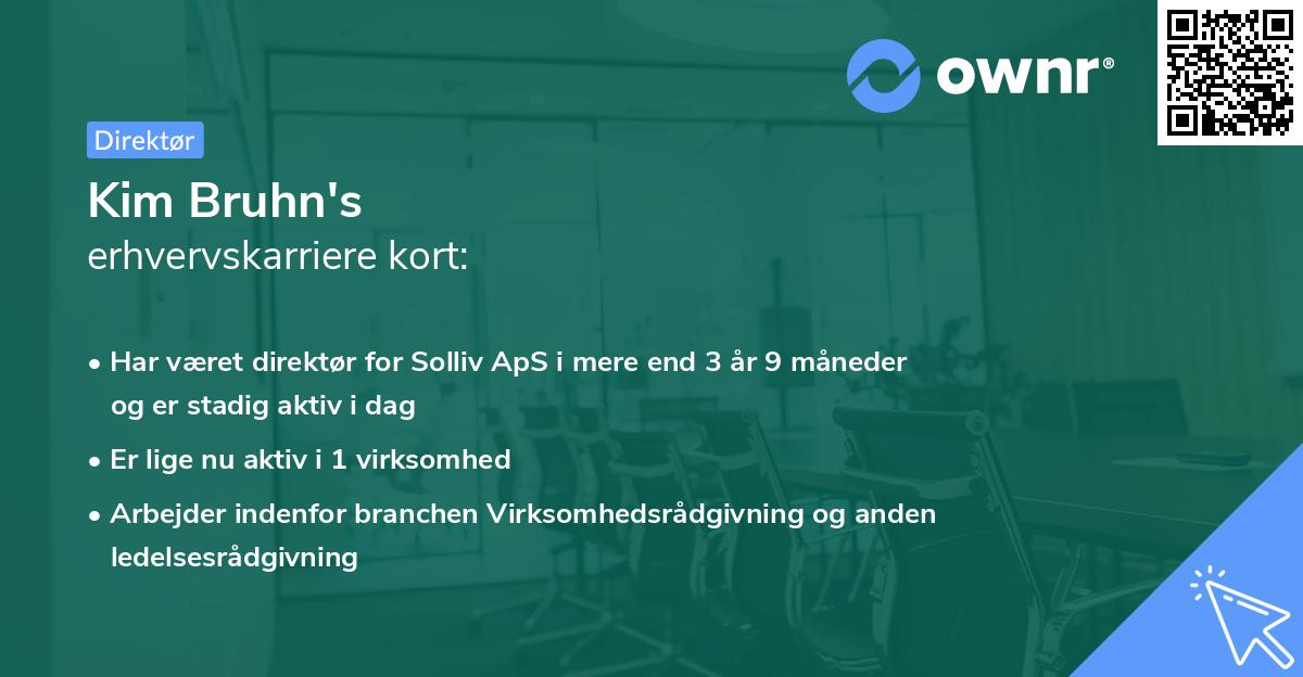 Kim Bruhn's erhvervskarriere kort