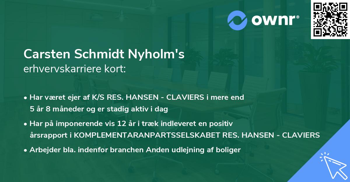 Carsten Schmidt Nyholm's erhvervskarriere kort