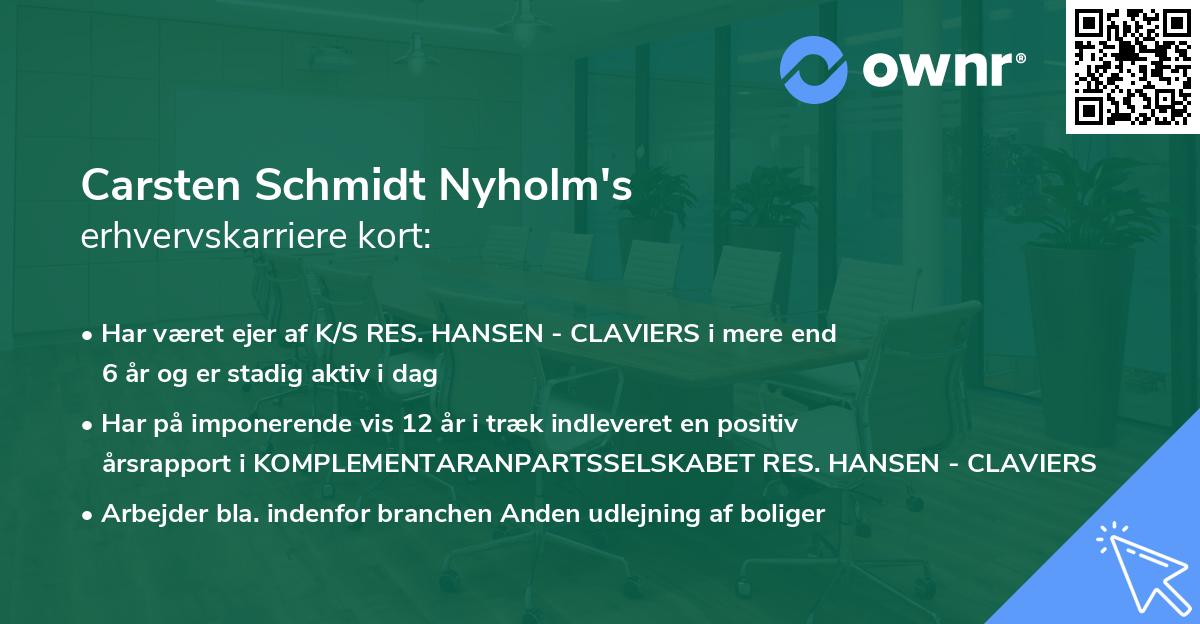 Carsten Schmidt Nyholm's erhvervskarriere kort