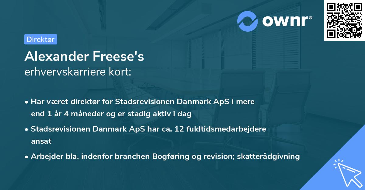 Alexander Freese's erhvervskarriere kort