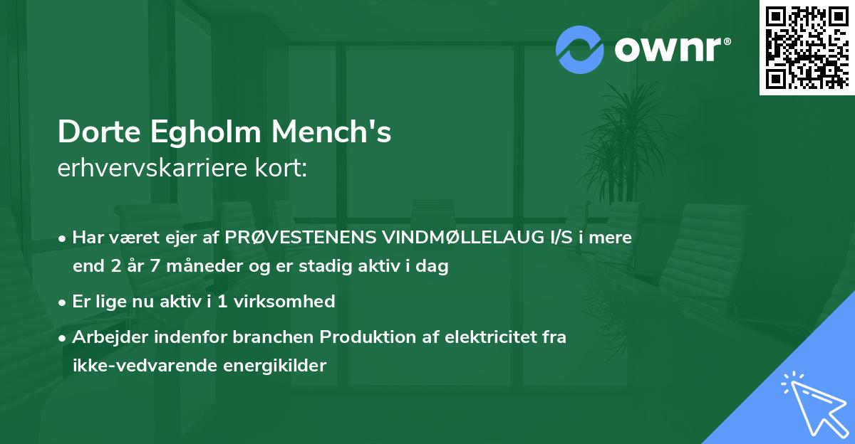 Dorte Egholm Mench's erhvervskarriere kort