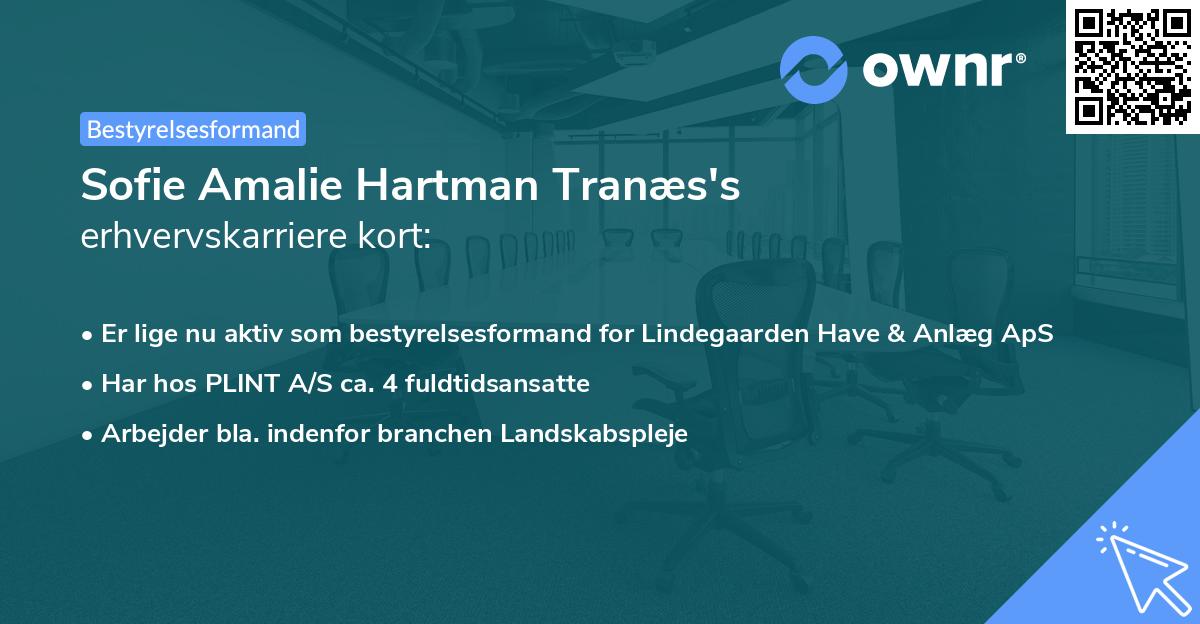 Sofie Amalie Hartman Tranæs's erhvervskarriere kort