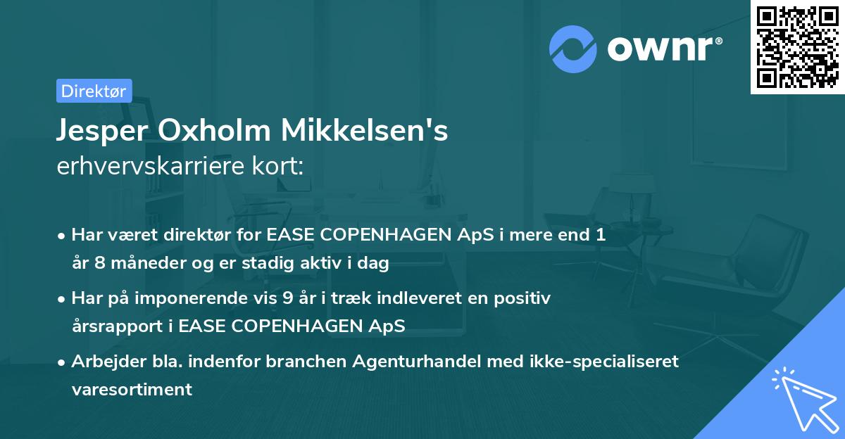 Jesper Oxholm Mikkelsen's erhvervskarriere kort