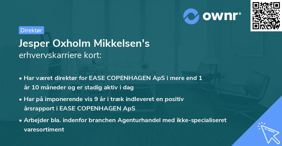 Jesper Oxholm Mikkelsen's erhvervskarriere kort