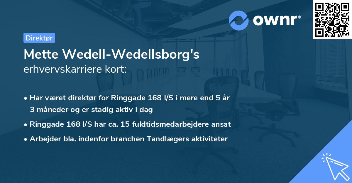 Mette Wedell-Wedellsborg's erhvervskarriere kort