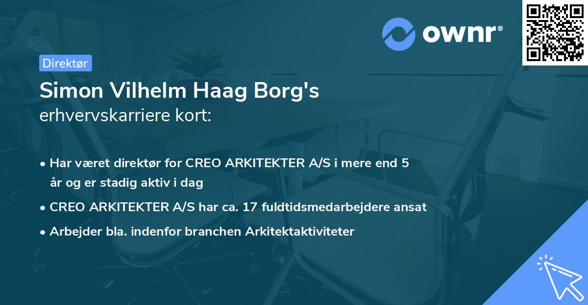 Simon Vilhelm Haag Borg's erhvervskarriere kort
