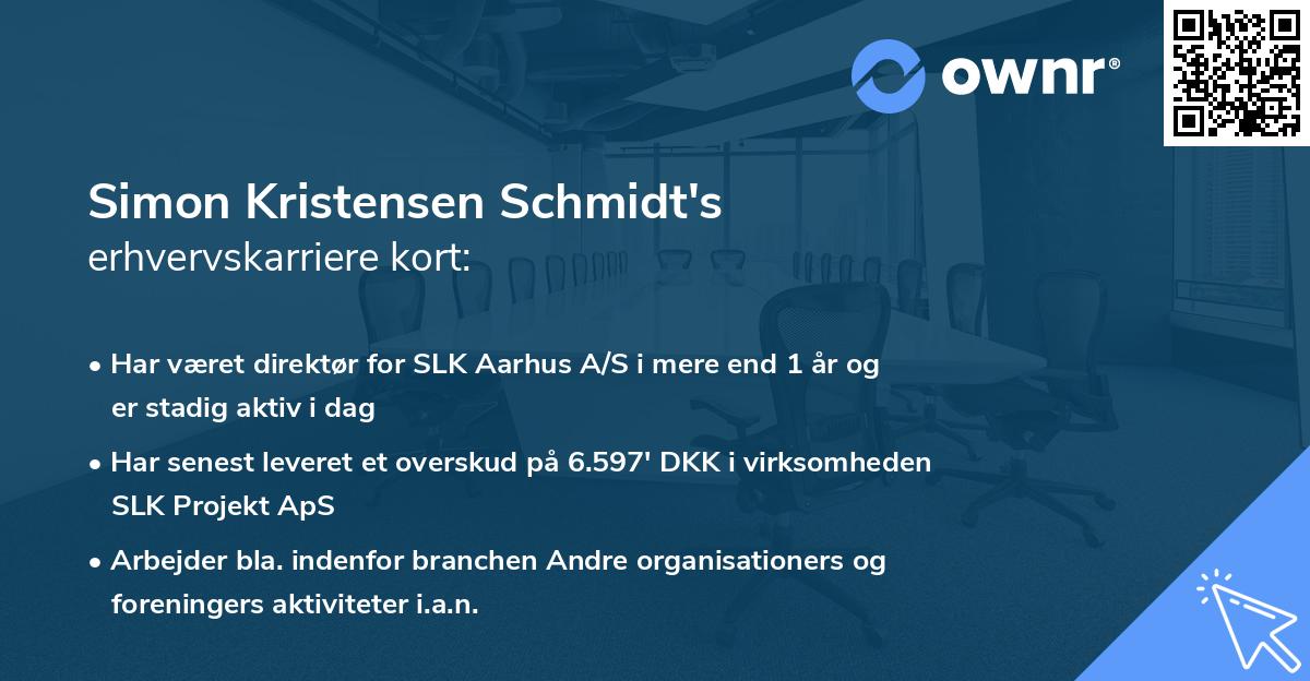 Simon Kristensen Schmidt's erhvervskarriere kort