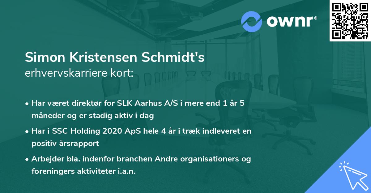 Simon Kristensen Schmidt's erhvervskarriere kort