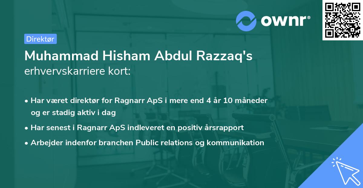 Muhammad Hisham Abdul Razzaq's erhvervskarriere kort