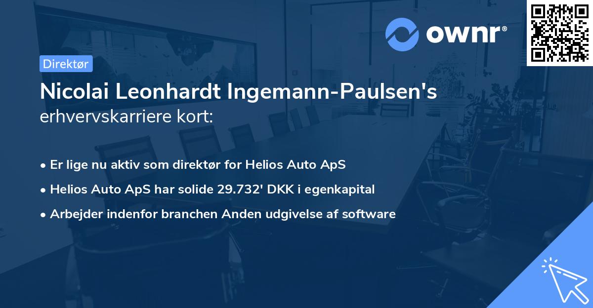 Nicolai Leonhardt Ingemann-Paulsen's erhvervskarriere kort