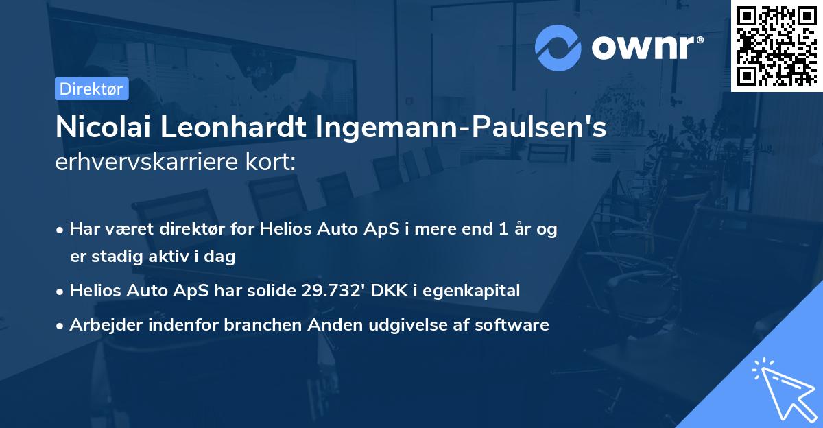 Nicolai Leonhardt Ingemann-Paulsen's erhvervskarriere kort