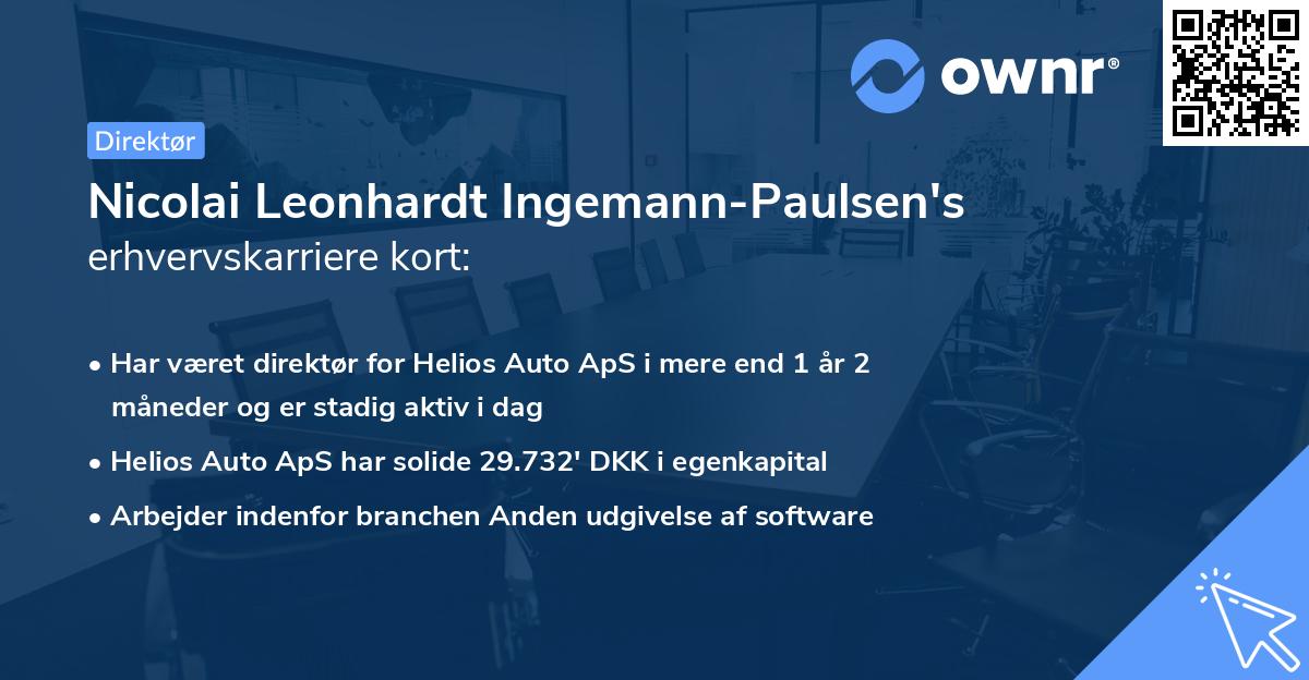 Nicolai Leonhardt Ingemann-Paulsen's erhvervskarriere kort