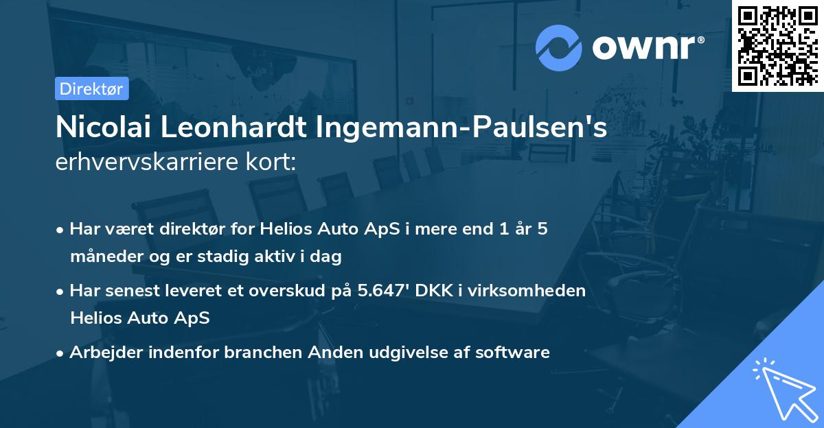 Nicolai Leonhardt Ingemann-Paulsen's erhvervskarriere kort