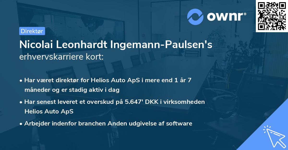 Nicolai Leonhardt Ingemann-Paulsen's erhvervskarriere kort