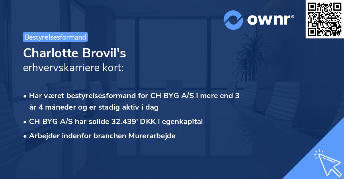 Charlotte Brovil's erhvervskarriere kort