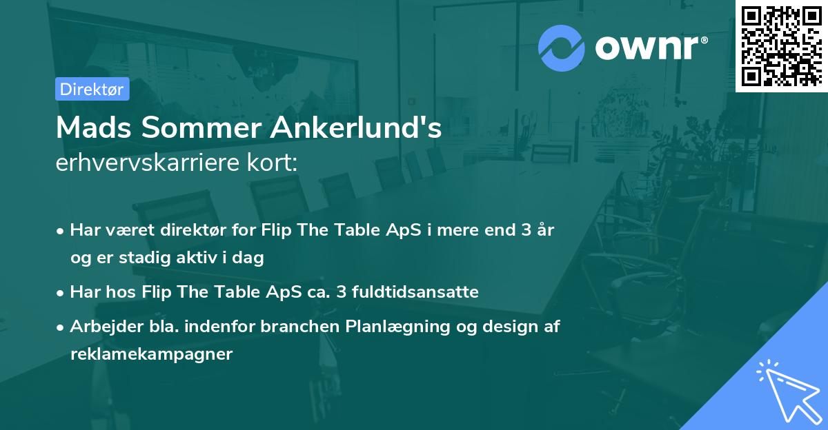 Mads Sommer Ankerlund's erhvervskarriere kort