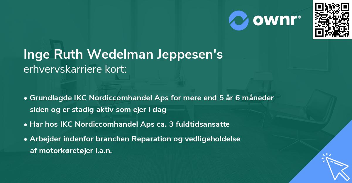 Inge Ruth Wedelman Jeppesen's erhvervskarriere kort