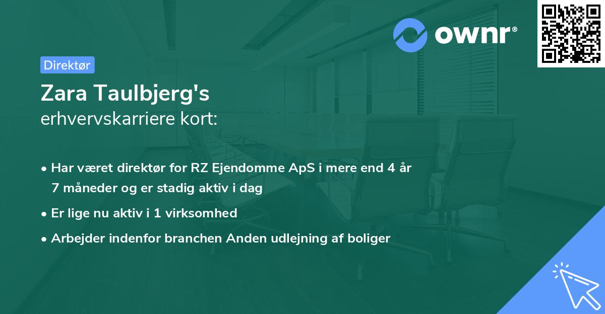 Zara Taulbjerg's erhvervskarriere kort