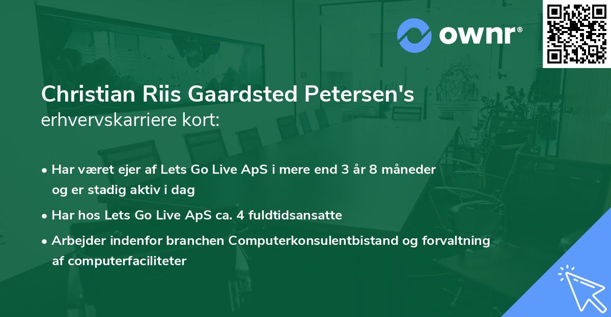 Christian Riis Gaardsted Petersen's erhvervskarriere kort
