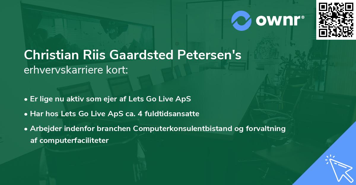 Christian Riis Gaardsted Petersen's erhvervskarriere kort
