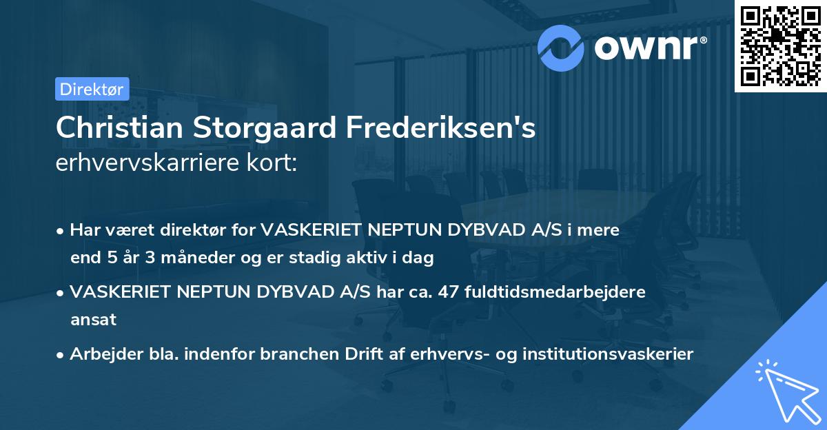 Christian Storgaard Frederiksen's erhvervskarriere kort