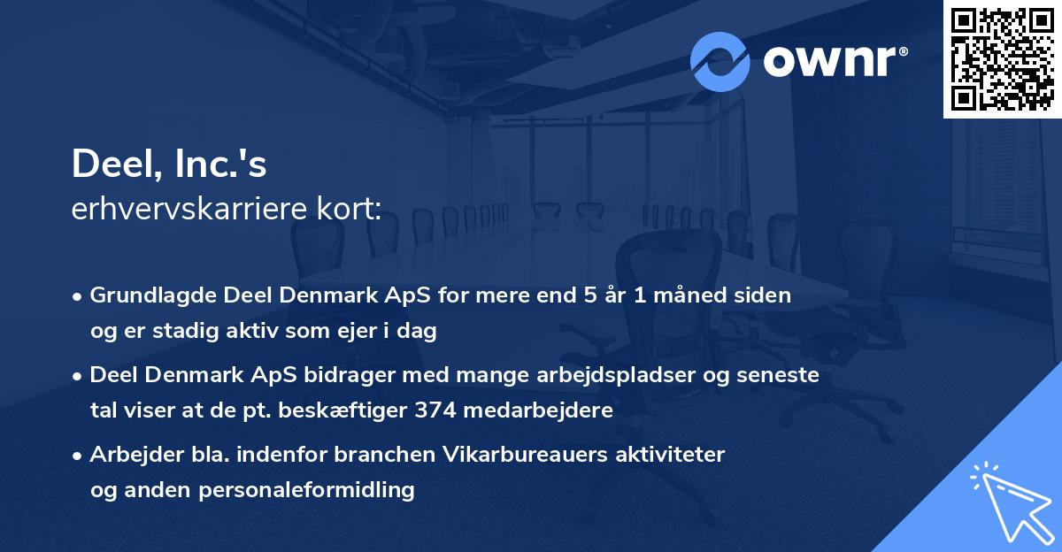Deel, Inc.'s erhvervskarriere kort