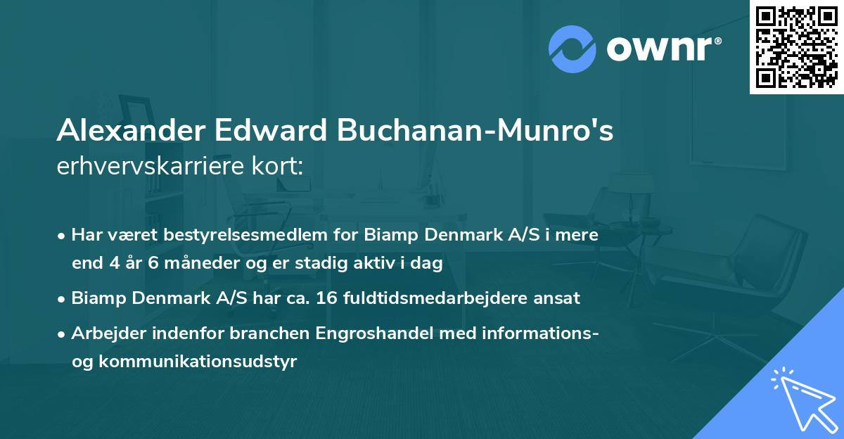 Alexander Edward Buchanan-Munro's erhvervskarriere kort