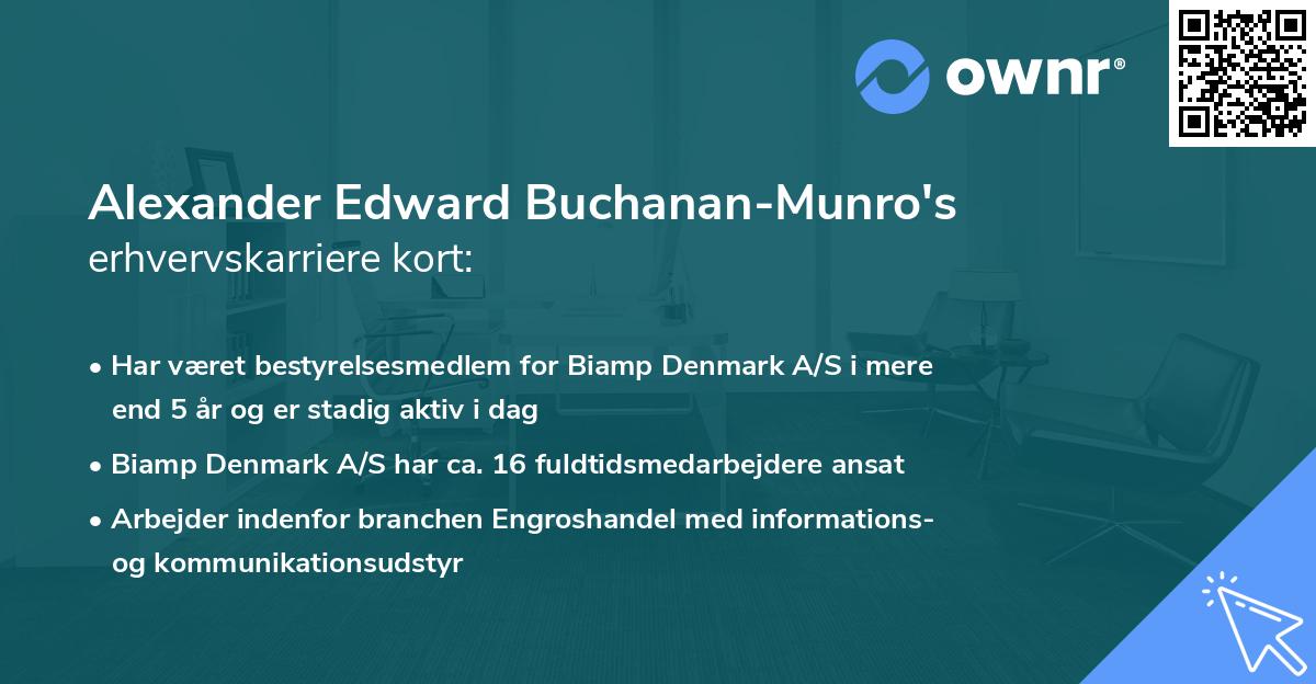 Alexander Edward Buchanan-Munro's erhvervskarriere kort
