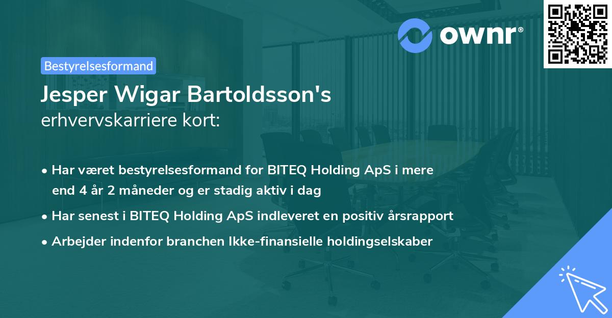 Jesper Wigar Bartoldsson's erhvervskarriere kort