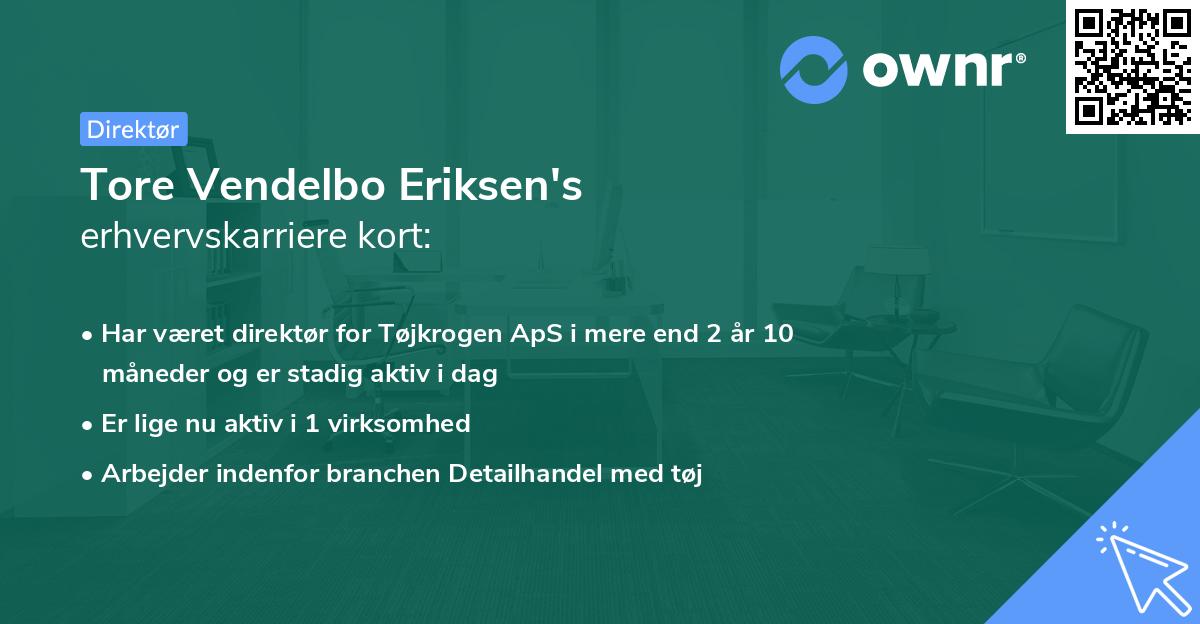 Tore Vendelbo Eriksen's erhvervskarriere kort