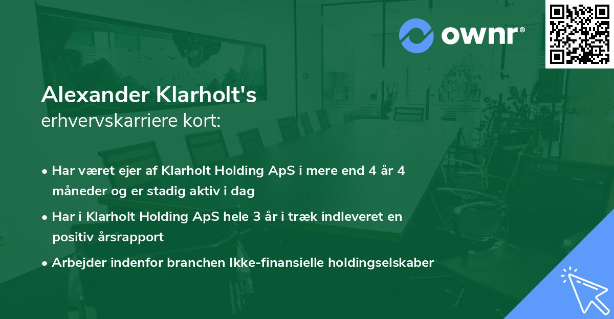 Alexander Klarholt's erhvervskarriere kort