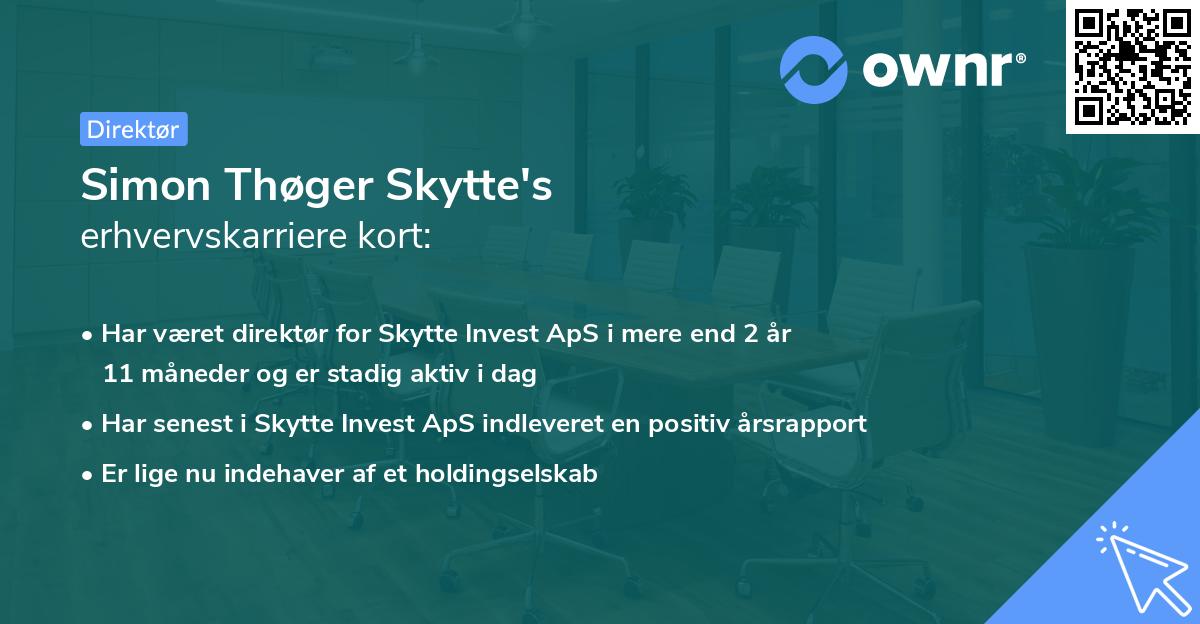 Simon Thøger Skytte's erhvervskarriere kort