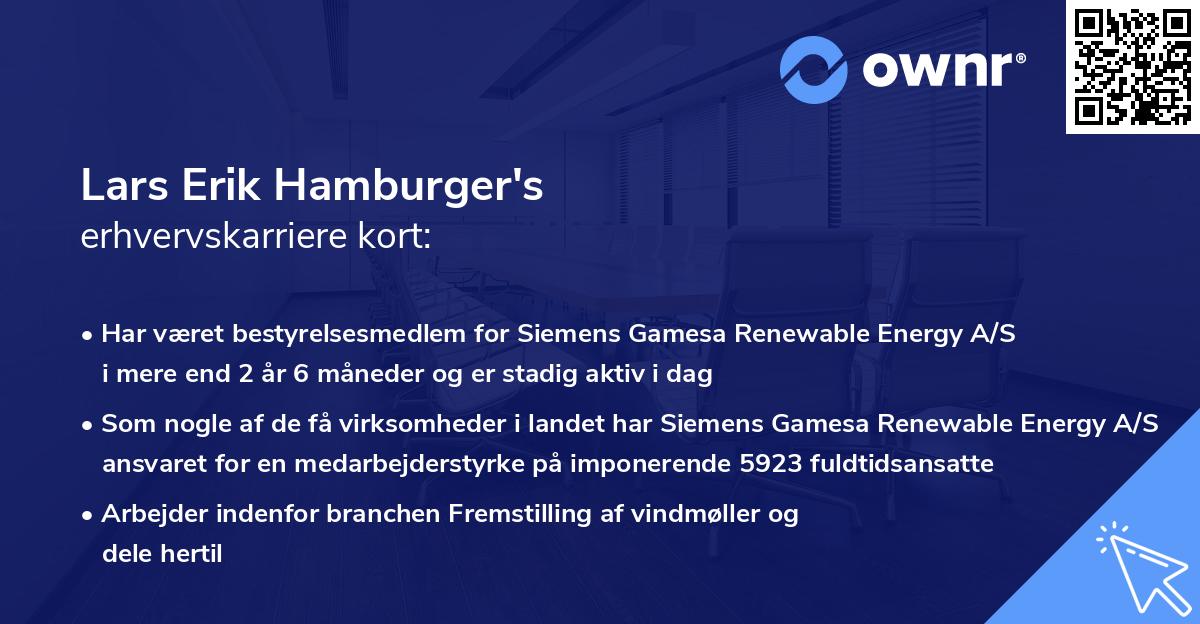 Lars Erik Hamburger's erhvervskarriere kort