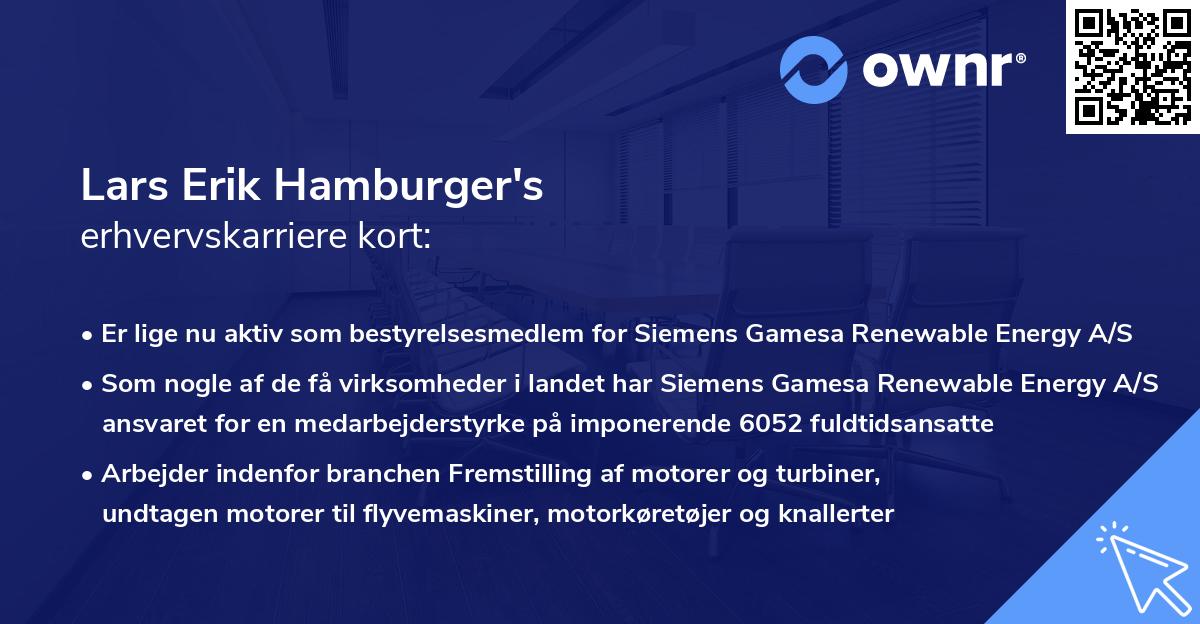Lars Erik Hamburger's erhvervskarriere kort