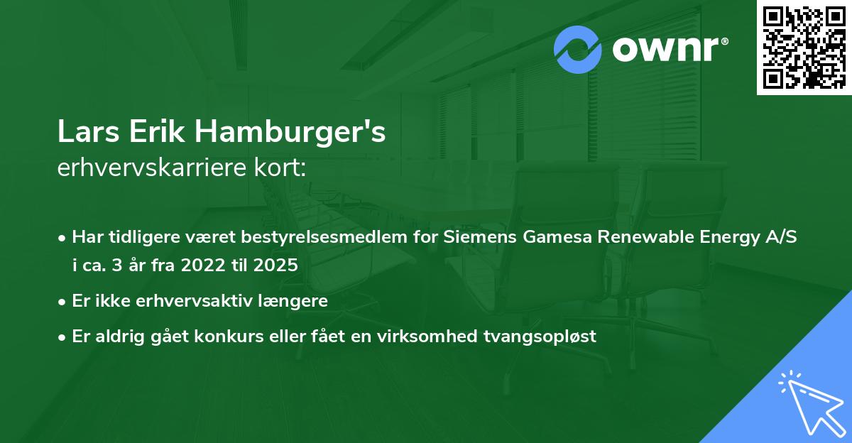Lars Erik Hamburger's erhvervskarriere kort