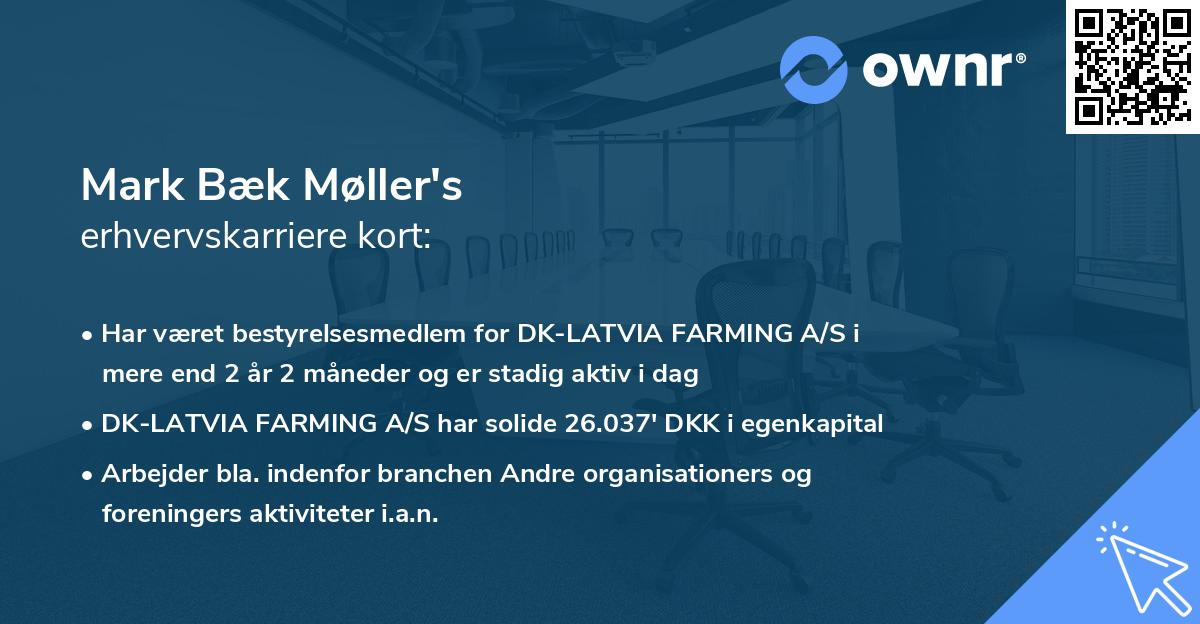 Mark Bæk Møller's erhvervskarriere kort